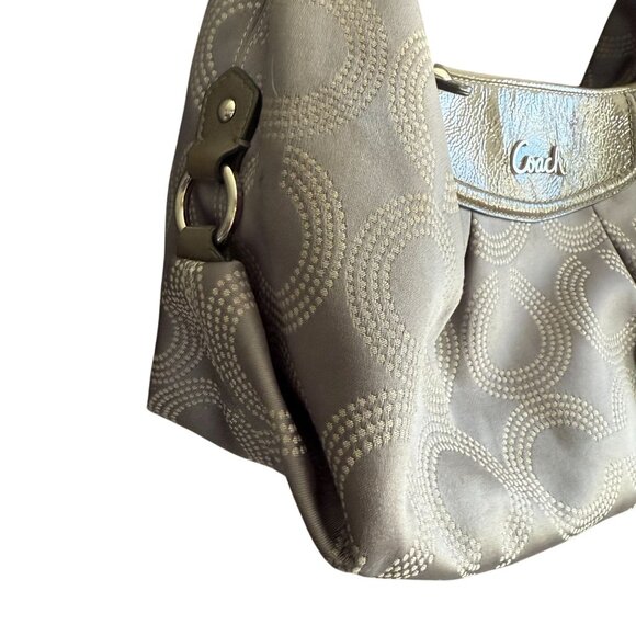 Coach Dotted Jacquard C Print Ashley Shoulder Bag Women's Gray White Modern - Picture 3 of 11
